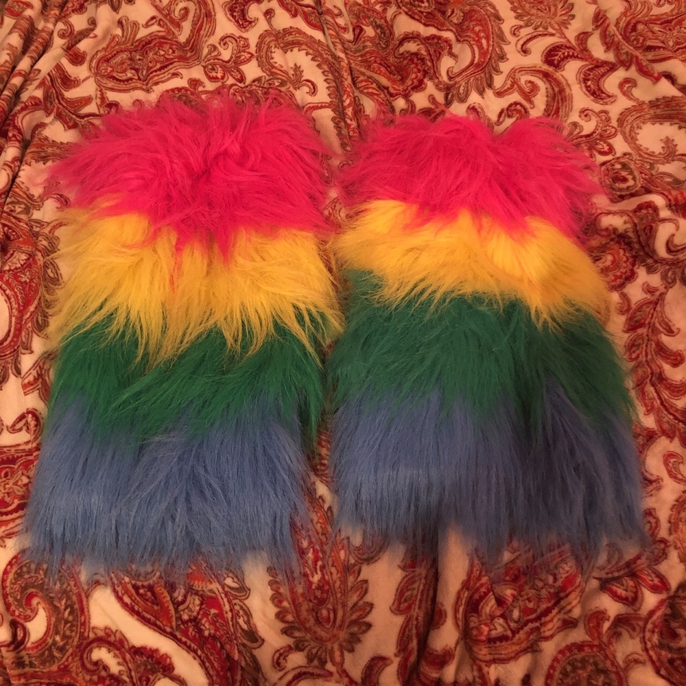 Neon rainbow rave/leg warmers